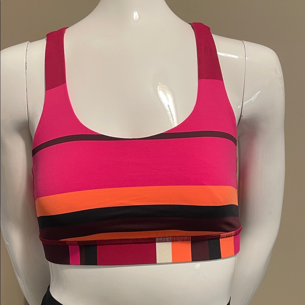 lululemon athletica Pink & Orange Striped Sports Bra